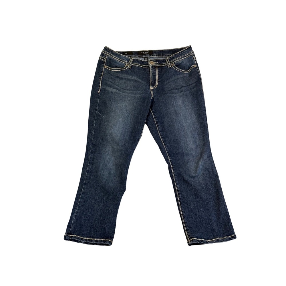 Nine West Womens Dark Wash Contrast Stitch Straight Leg Cropped Jeans Size 12/31